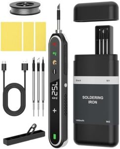 Cordless Soldering Iron Kit, 7S Fast Heating, Type-C Charging, Adjustable Temp 180~450℃, 1400mAh Portable Wireless Soldering Pen Includes 3 Tips & Lead-Free Solder Wire-Black