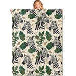 MIEPOS Zebra Throw Blanket - 50x60in,Ultra Soft, Cozy Lightweight Flannel,African Wildlife and Leaf Blankets - Gifts for Woemn & Animal Lovers,for Couch Travel Picnics,Rustic Home Living Room Decor