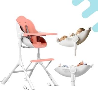 ORIBEL Cocoon Z High Chair & Baby Lounger | Perfect High Chair for Toddlers/Newborns | Glides Easily on All Surfaces | Secure Locks | Convertible Chair for Napping & Feeding (Cotton Candy Pink)
