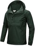 33,000ft Men's Rain Jacket with Hood Lightweight Waterproof Pullover Packable Raincoat Windbreaker Breathable For Outdoor Camping Hiking Riding, Army Green S