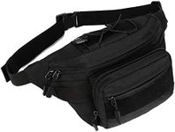 PlasMaller Military Fanny Pack Tactical Waist Bag Pack Water-Resistant Hip Belt Bag Pouch for Hiking Climbing Outdoor Bumbag, Black