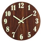 HZDHCLH Luminous Wall Clock 10'' Wooden Wall Clocks Silent Non Ticking Clock, No Glass Village Wall Clock for Living Room Bedroom Kitchen Nursery Decor(Wood color)