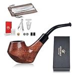 Wooden Tobacco Smoking Pipe Set - Joyoldelf Creative Wood Tobacco Pipe with Pipe Cleaner, Pipe Accessories, Bonus a Pipe Pouch with Gift Box