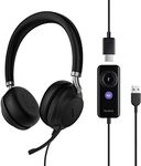 Yealink USB Headset UH38, Wired Softphone Headset Teams Certified with Microphone,in Line Controls Built in Bluetooth, Connect to PC/Laptop/Mac/Tablet/Cell Phone (USB-A)