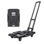 JUXANOS Folding Hand Truck, 500 lbs Capacity Folding Trolley Luggage Cart Platform Cart with Expanding Rear for Luggage, Travel, Shopping, Auto, Moving and Office Use,360° Rotating Wheel,Black