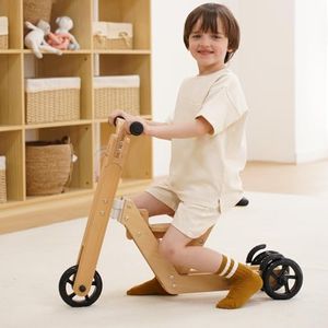 Avenlur Juneberry 2-in-1 Wooden Scooter & Ride-On Toy – Toddler Balance Bike & Scoot Toy for 2yr–5yr | Hape Scoot Bike Style, Best Gift for Boys & Girls Age-Appropriate Toys | Indoor Ride-On