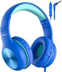 Nabevi Kids Headphones, Childrens Headphones with Microphone, 85dB/94dB Volume Limit, HD Sound, Sharing Function, Adjustable Foldable Wired Toddler Headphones for School/Travel/PC/Phone, Blue