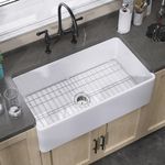 ZUAGCO White Farmhouse Sink 33 X20 inch Fireclay Apron Farm Sink Undermount Kitchen Sink Single Bowl White Farmer Sink Extra Wide Large Capacity Deep Kitchen Sink with Accessories