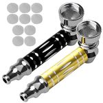 2 PCS Father's Pocket Decor Small Mini Pipes Holder Portable Detachable with 10PCS Stainless Steel Screen Filters for Grandfather, Husband, Boyfriend Gift Collection Multi-Functional