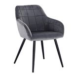 WOLTU 1 X Kitchen Dining chair Dark Grey with arms and backrest,Living Room chair chair for bedroom Velvet,BH93dgr-1