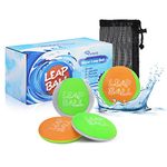 RYACO Leap Ball Water Skipping Ball Pool Balls 4 Pack Bouncing Ball Beach Ball for All Ages Extreme Water Bathing Fun with Friends Family at Beach Lake Pool River Lake (Grey Green & Orange Green)