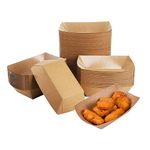 100 Pack 1lb Kraft Paper Food Trays, Heavy-Duty Food Boats Paper Food Trays Disposable for French Fries Nachos, Grease-Proof Sturdy Snack Food Serving Trays for BBQ Popcorn Party Picnic Wedding Party