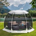 Alvantor Screen House Room Camping Tent Outdoor Canopy Pop Up Sun Shade Shelter 10 Mesh Walls Not Waterproof Beige 15'x15' Patent Pending