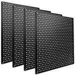 Daanxw Pegboard Rack Garage Storage Steel Horizontal Peg Board Pack,Steel Pegboard Heavy Duty- 4 Pack 16-Inch X 16-Inch Metal Peg Board Tool Organization Panels(Black)