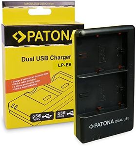 PATONA Caricabatteria Doppio per LP-E6NH LP-E6N LP-E6 Batterie Compatibile con Canon XC10 XC15 EOS R7 R6 R5 EOS 5D Mark II III 60D 70D 80D 90D