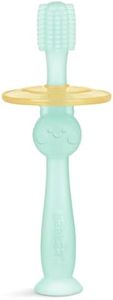 haakaa Baby Toothbrush Baby - 360° Food Grade Silicone Toothbrush for Baby 6M Toothbrush with Shield & Base Design, 1pc (Blue)