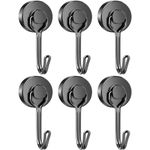 6 Pack Magnetic Hooks Heavy Duty, 35LBS Swivel Swing Neodymium Magnet Hooks, Strong Magnet with Hooks for Hanging, Refrigerator, Grill, Kitchen, Key Holder. (6Pack)