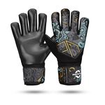 Nivia Safari Goalkeeper Gloves for Men, 4mm Latex Palm Grip, Negative Cut with Finger Protection Strips, Professional Match Gloves for Goalkeeping Training and Matches (Black, L)