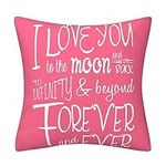 DILOXNSU Gifts Pink Cushion Covers 45 x 45 cm I Love You Gifts for Women Girlfriend Modern Double-Sided Pillow Covers for Livingroom Sofa Bed Couch Birthday Gifts Cushion Cover 18 x 18 inch