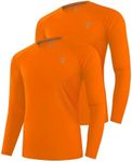 Youper 2-Pack Youth Performance Shirt, UPF 50+ Dry Fit Athletic Long Sleeve T Shirts for Boys & Girls, Orange, Small