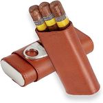 WANTHER Cigar Case Travel Humidor Kit,The Leather Cigar Accessories with Cutter & Case Cedar-Lined for Optimal Freshness- Men's Present Set for Home and Office