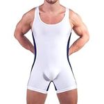 DLSMDOUS Men's Wrestling Singlets Sleeveless Athletic Supporters Wrestling Uniform Sports Bodysuit Jumpsuits for Fun, 4309 White, Medium