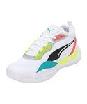 Puma Unisex-Adult Playmaker Pro White-Fiery Coral Basketball Shoe - 7 UK (37757202)