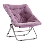 Welnow Comfy Saucer Chair, Oversized Folding Faux Fur Chair Soft Furry Lounge Lazy Chair with Metal Frame Moon Chair Accent Chair for Bedroom, Living Room, Dorm Rooms, Purple