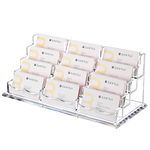 SANRUI Clear Business Card Holder for Desk , Office Acrylic Business Card Display Stand Desktop Organizer Storage Cards Holders，4 Tier 12 Pocket , 600 Card Capacity