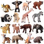 JOKFEICE Animal Figures 16 pcs Realistic Plastic Mini Jungle Animals Toys Set Includes Kangaroo, Orangutan, Brown Bear etc. Science Project, Learning Educational Toys, Birthday Gift For Kids Toddlers