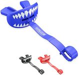 SafeJawz Sports Lip Guard, Football Mouth Guard with Connected Strap, Adults and Junior Breathable Pacifier Lip Protector, American Football, Lacrosse (Shark)