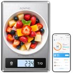 RENPHO Digital Kitchen Scale, Food Scale Digital Weight Grams and oz for Baking Cooking and Coffee, 11lb Nutritional Calculator for Keto, Macro, Calorie with Smartphone App, Stainless Steel