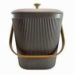 Kitchen Compost Bin with Charcoal Filters - Sustainable Bamboo Fiber Countertop Food Composter - Indoor Compost Bucket - Trash Can (Grey)