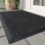 Front Door Mat Outdoor Indoor Welcome Mat Non Slip Rubber Doormat Absorbent Entryway Rug Entrance Mat Entry Rug Dirt Scraping Shoe Mat Black 60X120cm