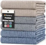 Homaxy Premium Kitchen Towels(18”x 28”, 6 Pack), Large Cotton Kitchen Hand Towels, Flat and Terry Dish Towels, 380 GSM Highly Absorbent Tea Towels Set with Hanging Loop, Multicolor