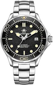 ADDIESDIVE Men's Automatic Watch Diver Watch Diving 200 M Water Resistant 42 MM 3D Black Textured Dial NH35A Scuba Watch