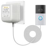 Doorbell Transformer, for Ring, Wyze, Nest Hello and Eufy Video Doorbells 24V 500mA Adapter, 26ft Long C Wire Power Adapter(White)