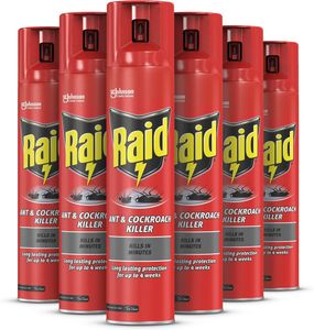 Raid Ant & Cockroach Killer Spray, Indoor Insect Control, 6 x 300ml
