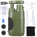 Portable Hand Pump Water Filter,100000Gallons Camping Water Filter Survival,3-Grade Backpacking Water Filter System 0.01μm Camping Water Purifier for Family-Outdoor,Emergency