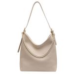 SIBY Large Capacity Tote Bag | Vintage Shoulder Purse with Acrylic Chains | PU Crossbody Messenger Bag - Beige