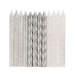 Unique Party 19975 - Silver & Glitter Spiral Birthday Candles, Pack of 24, Silver,6 centimeters