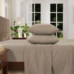 IZOD - Melange Performance Cotton Sheet Set, Durable & Long Lasting Fabric, Deep Pocket Sheets (300 TC, King/Khaki)