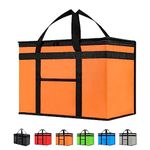 NZ Home XXL Insulated Cooler Bag and Food Warmer for Food Delivery & Grocery Shopping with Zippered Top, Orange (1 Pack)