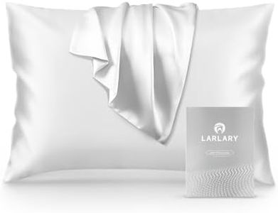 Larlary Federa Seta Cuscino (50x75 cm) Federe Cuscino Letto, 90% Seta, 10% Cotone, Antiacaro e Ipoallergico, Protezione Capelli e Pelle (1, Bianco)