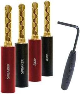 AudioQuest SureGrip® 100 Banana Speaker Connectors - Fits up to 9 AWG Speaker Cables - Gold - Set of 8