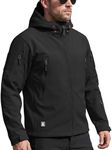 FREE SOLDIER Men's Outdoor Waterproof Soft Shell Hooded Military Tactical Jacket (Black Small/US)