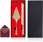 Cake Knife and Server Set: Stainless Steel Wedding Cake Cutting Set Plating with Carved Pattern Design Elegant Cake Pie Pastry Server Spatula Set Perfect for Wedding Birthday Shower Parties(Rose Gold)