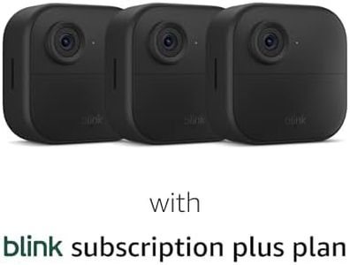 Blink Outdoor 3 camera system (newest model), With 1-Year Subscription – Wire-free smart security camera, two-year battery life, HD live view, person detection, Works with Alexa