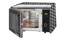 Stylista PVC Microwave Oven Cover for Panasonic 20 L Convection NN-CT254BFDG, Symmetric Pattern Black