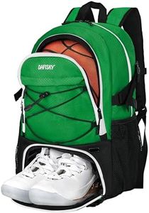 DAFISKY Basketball Backpack, Basketball Bag with Ball Holder Shoes Compartment, Sports Equipment Bag for Soccer Ball, Volleyball, Green